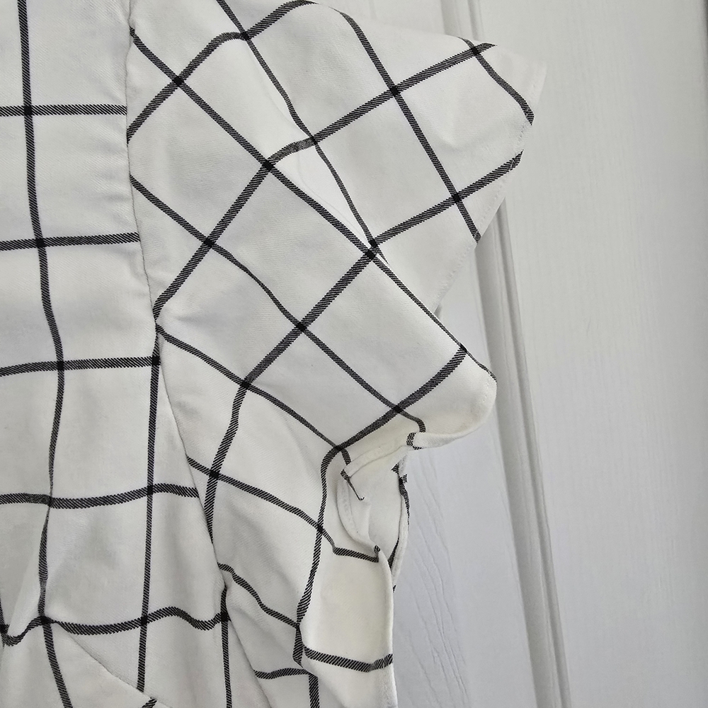 Lauren Ralph Lauren white and black windowpane dress size 2 lined knee length - Picture 6 of 10